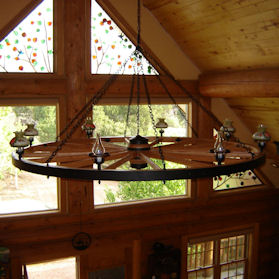 Click To View Large Image Of Wagon Wheel Chandelier