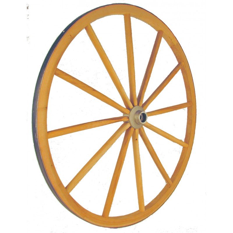 1074 - 40 Wood Wagon Wheel with Solid Heavy Aluminum Hub