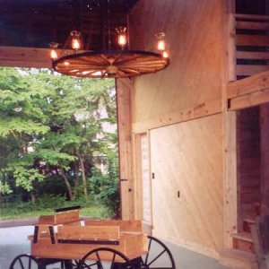 Wood Wagon Wheel Chandeliers