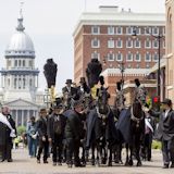 Lincoln hearse makes it’s way east on Capitol Avenue on it’s way the Lincoln Home